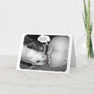 Carte boston terrier embrasser un bébé
