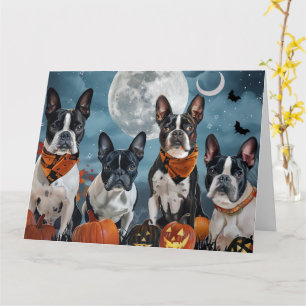 Carte boston terrier Halloween Éffrayant