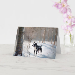 Carte Boston Terrier Laisser neiger Noël