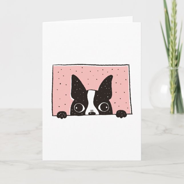 Carte Boston Terrier Peeking (Devant)