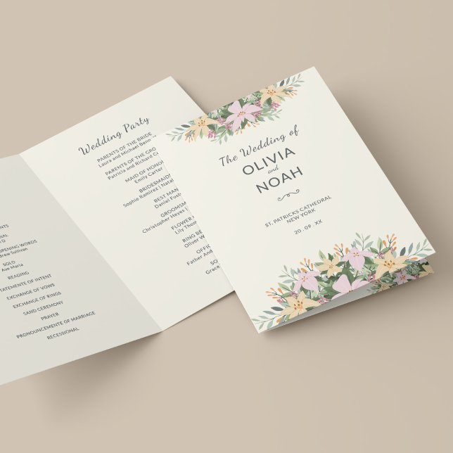 Carte Botanical wedding program - boho folded card (Créateur téléchargé)