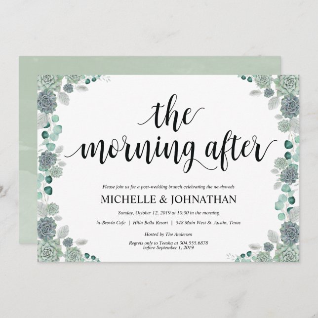 Carte botanique d'invitation de brunch de mariage (Devant / Derrière)