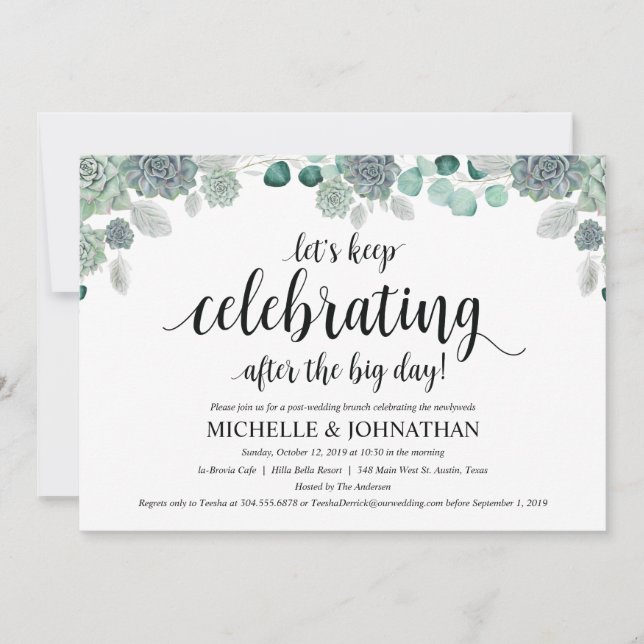 Carte botanique d'invitation de brunch de mariage (Devant)
