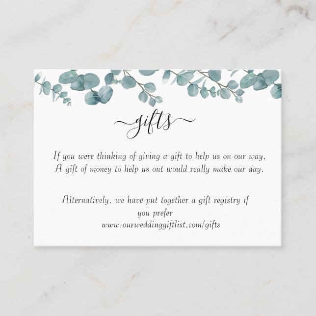 Carte Botanique Eucalyptus Mariage RSVP Enclôture (Devant)