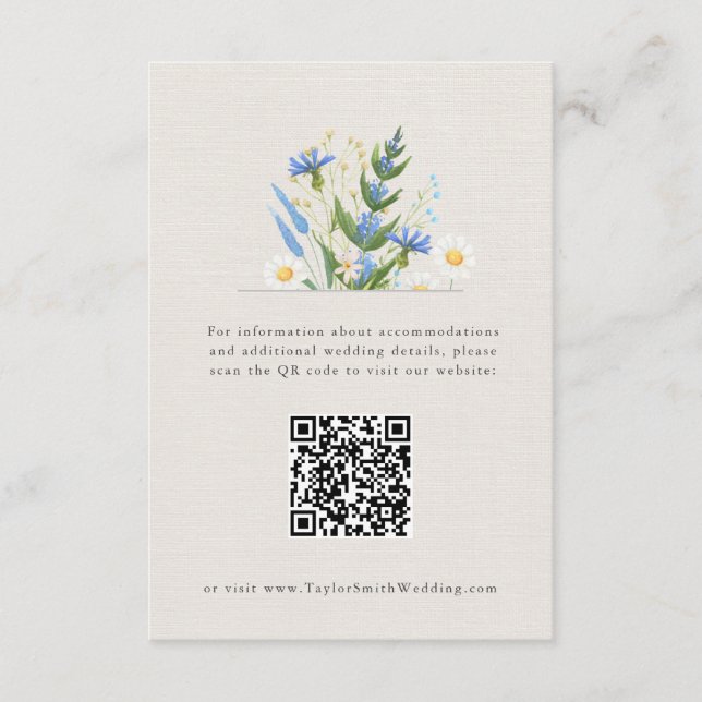 Carte Botanique Florale Bleu Daisy Été (Devant)