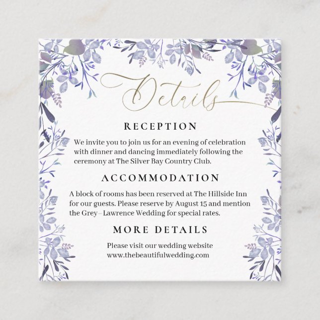 Carte Botanique Mariage vintage (Devant)