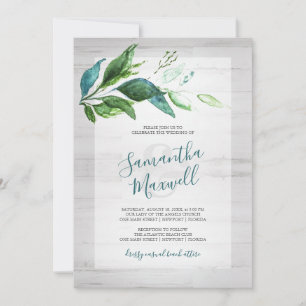 Carte Botanique Rustique Aquarelle Mariage