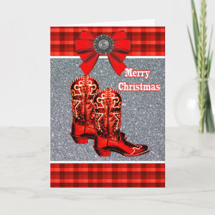 Carte Botte Western Red Cowboy Et Vacances Plaid