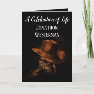Carte Bottes de cowboy et fête de la vie des Casquettes