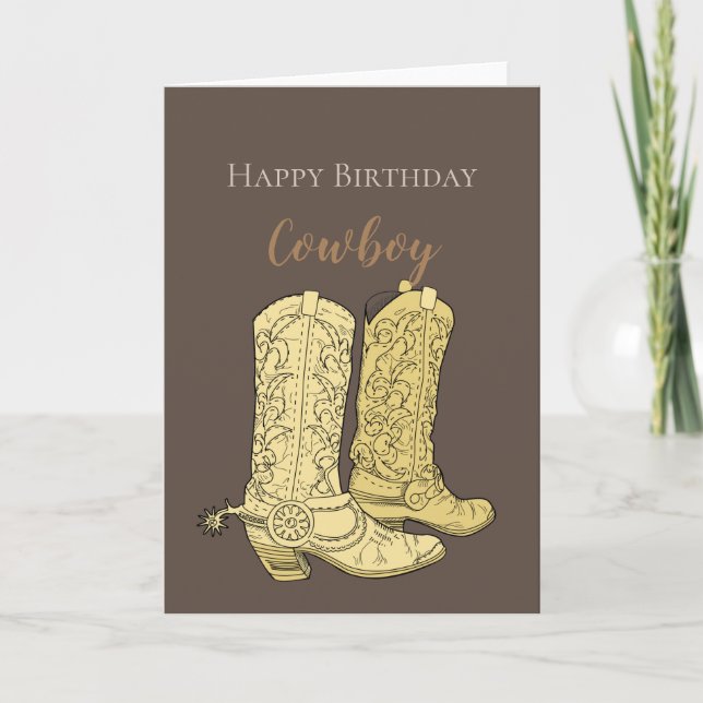 Carte Bottes de cowboy marron Anniversaire (Devant)