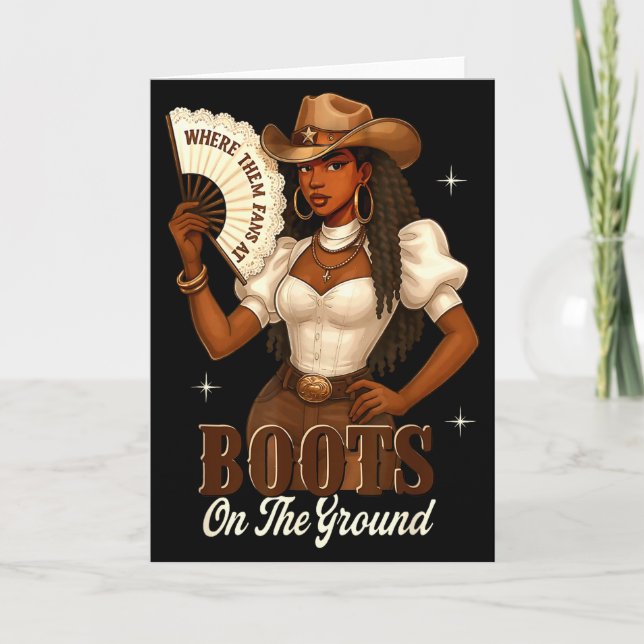 Carte  bottes d'histoire noire sur le terrain Cowgirl We (Devant)