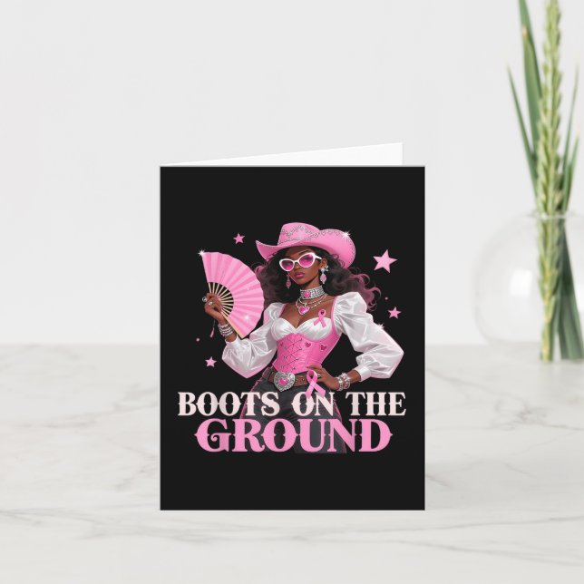 Carte Bottes Sur Le Sol Pink Cowgirl Cancer Du Sein Wes (Devant)