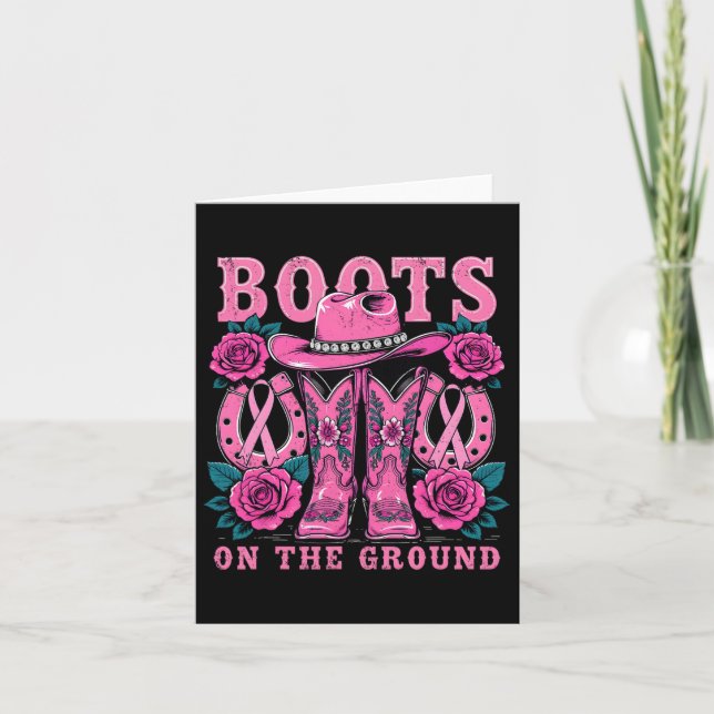 Carte Bottes Sur Le Sol Rose Western Cowgirl Cowgirl Cas (Devant)