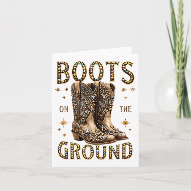 Carte Bottes Sur Le Terrain Black Cowgirl Western Où Le (Devant)