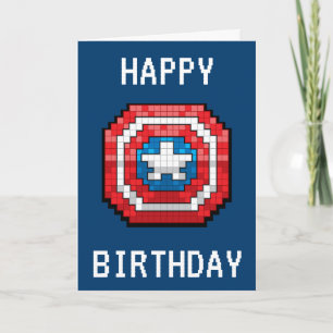 Carte Bouclier Captain America pixelisé 16 bits
