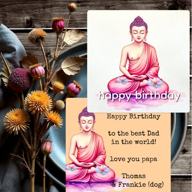 Carte Bouddha Aquarelle Anniversaire, Méditation / Yoga (Créateur téléchargé)