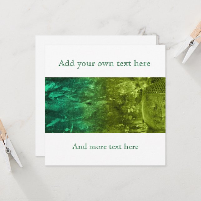 Carte Bouddha en Vert & Turquoise (Devant/Arrière en situation)