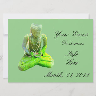 Carte Bouddha vert Mossy méditant Thunder_Cove