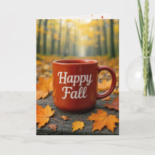 Carte Boue De Café Rouge Avec Feuilles D'Automne