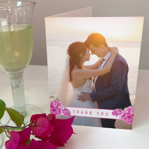 Carte Bougainvillea rose mariage merci