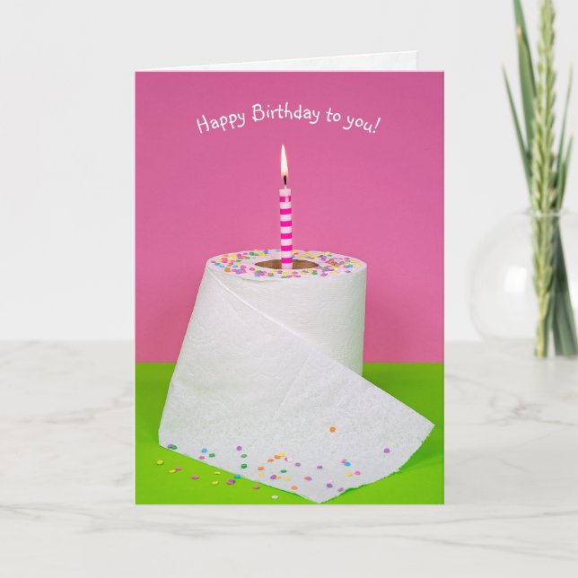 Carte bougie d'anniversaire dans du papier toilette (Devant)