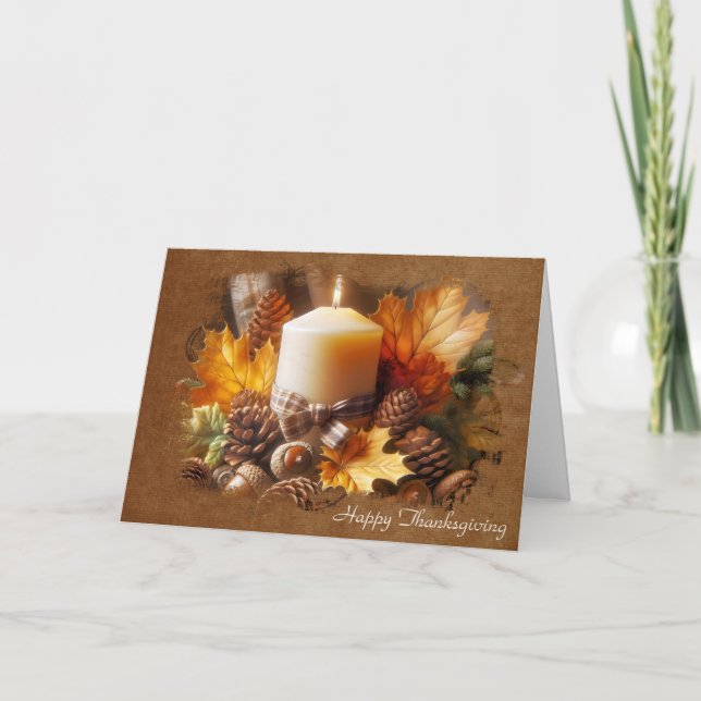 Carte Bougie D'Automne De Thanksgiving Avec Acorns (Devant)