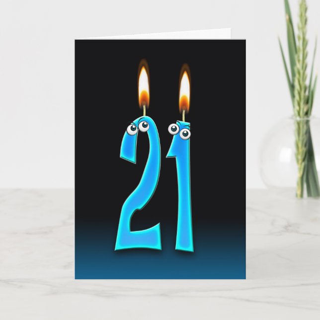 Carte Bougie de 21e anniversaire aux globes oculaires (Devant)