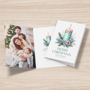 Carte Bougie de Noël festive photo personnalisable