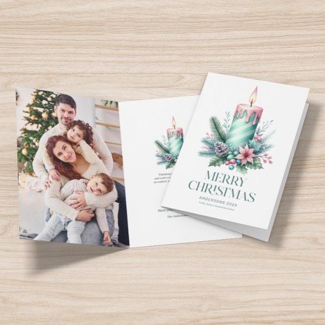 Carte Bougie de Noël festive photo personnalisable (Créateur téléchargé)
