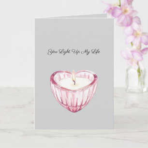 Carte Bougie en forme de cœur rose gris Clair mon existe
