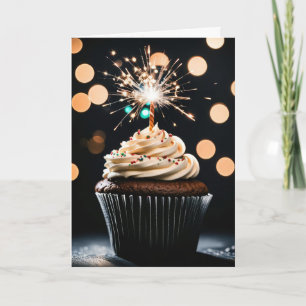 Carte Bougie Sparkler Anniversaire dans un gâteau au cho
