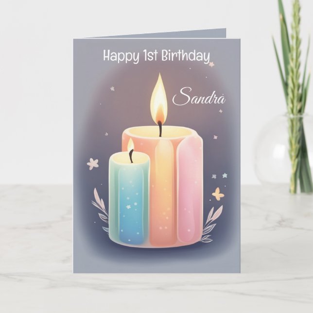 Carte Bougies colorées Lettré Joyeux anniversaire (Devant)