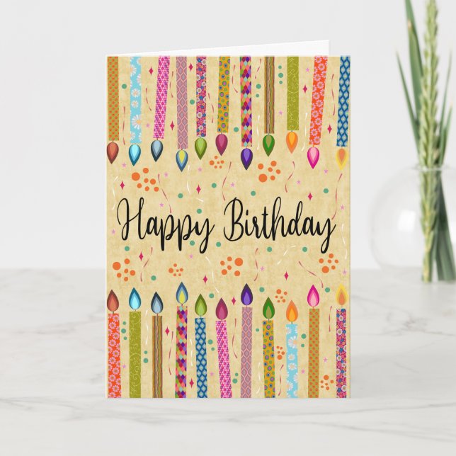 Carte Bougies d'anniversaire colorées Motifs pour tout l (Devant)