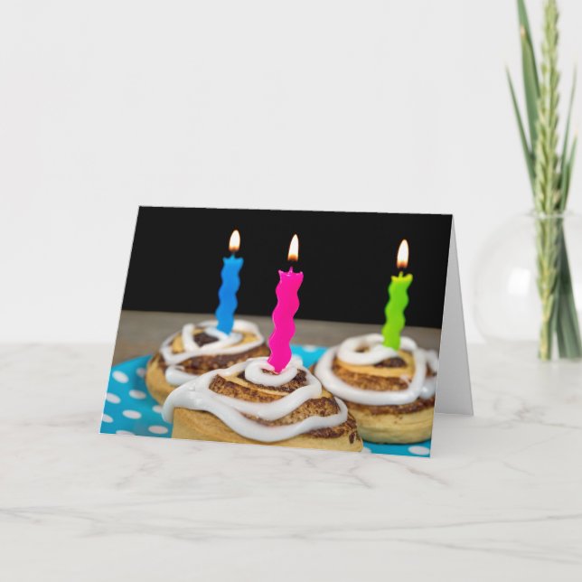 Carte Bougies d'anniversaire en rouleaux de cannelle (Devant)