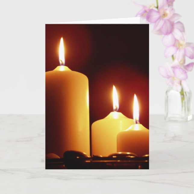 Carte Bougies lumineuses avec une lueur rouge, paisible (Orchidée)