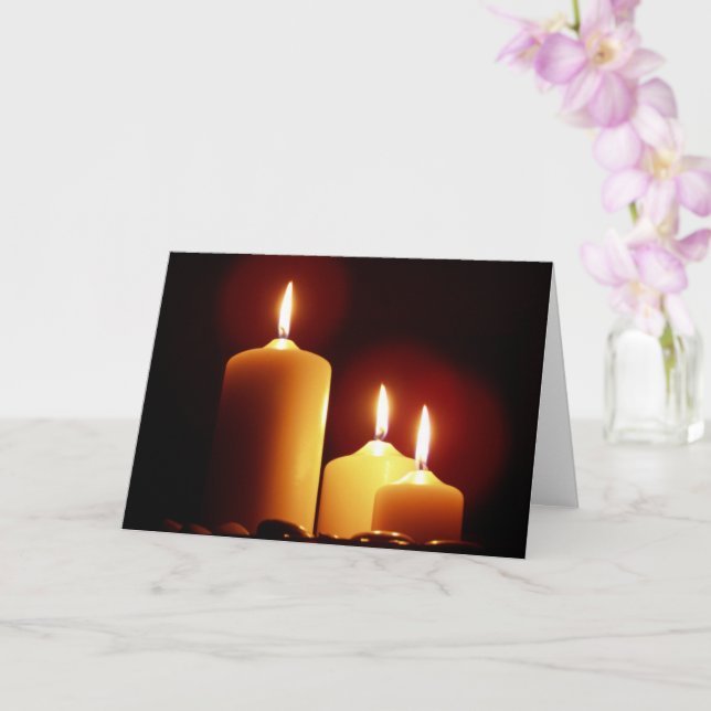 Carte Bougies lumineuses avec une lueur rouge, paisible (Orchidée)