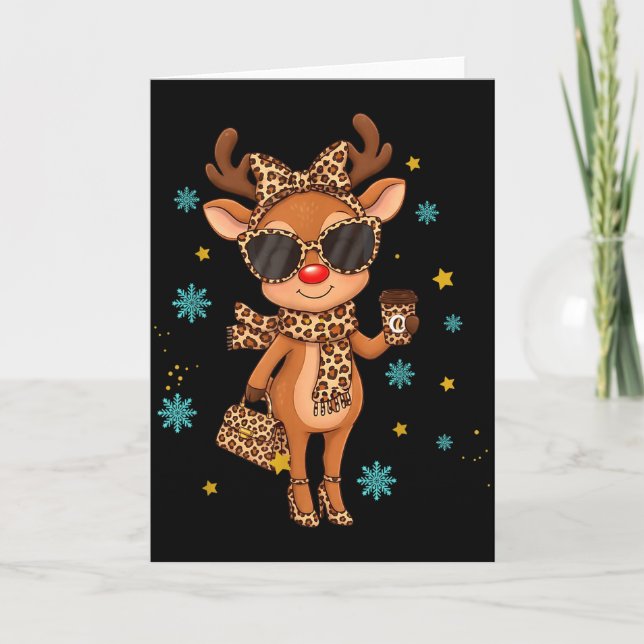 Carte Boujee Reindeer Christmas Leopard Funny Gift Women (Devant)