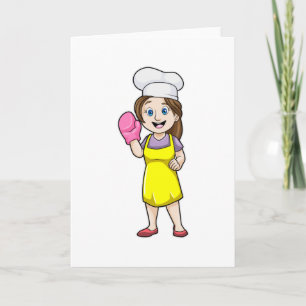Carte Boulanger avec tablier de cuisine et gants de four