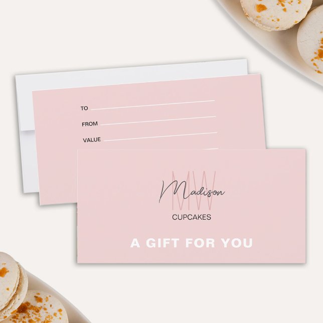 Carte Boulangerie Monogramme Logo Certificat cadeau d'af (Bakery Monogram Logo Business Gift Certificate)