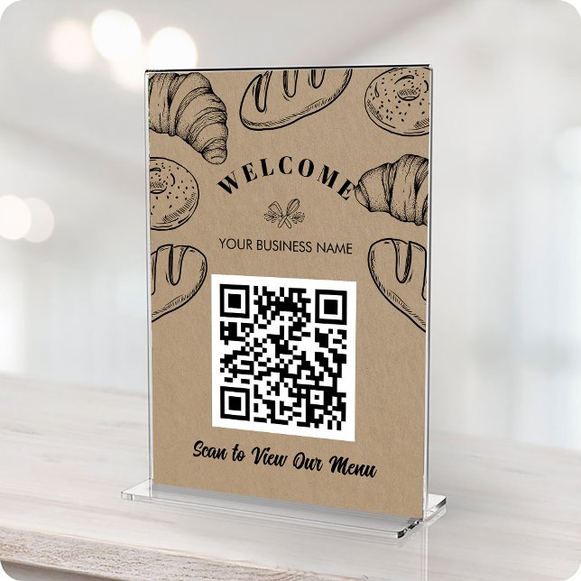 Carte Boulangerie sans contact Code QR ScanToOrede (Contactless QR Code ScanToOreder Menu Bakery Card)