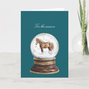 Carte Boule à neige Cheval de Noël Flocons