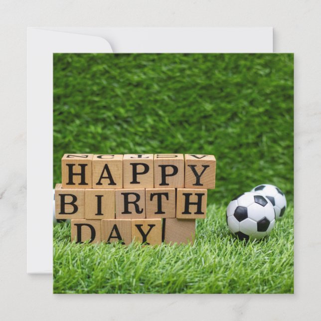 Carte Boule de football avec Joyeux mot d'anniversaire s (Devant)