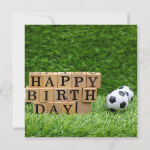 Carte Boule de football avec Joyeux mot d'anniversaire s