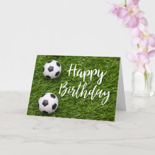 Carte Boule de football avec mot Joyeux anniversaire sur