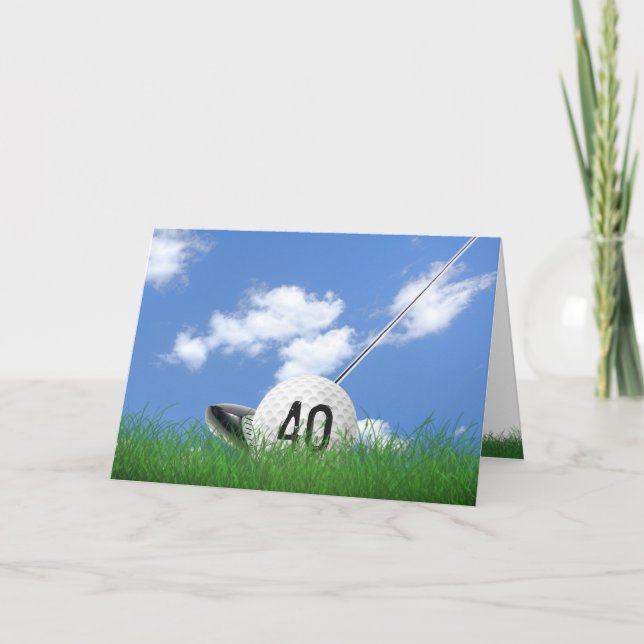 Carte Boule de golf 40e anniversaire en herbe (Devant)
