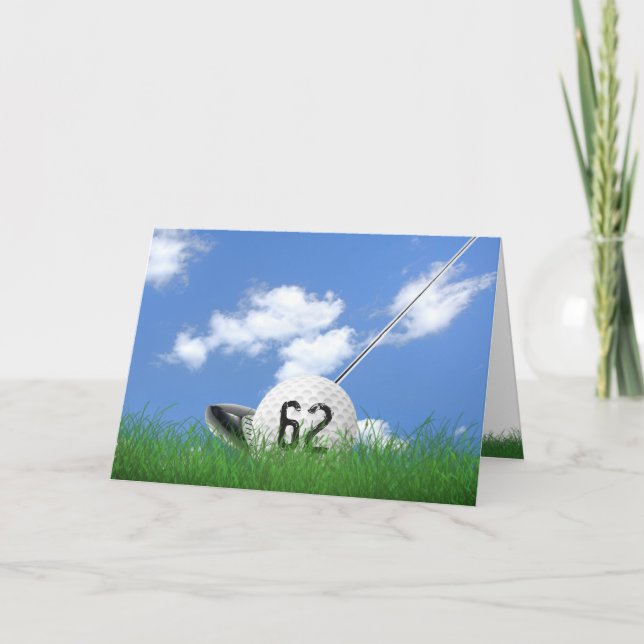 Carte Boule de golf 62e anniversaire en herbe (Devant)