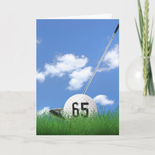 Carte Boule de golf 65e anniversaire dans l'herbe