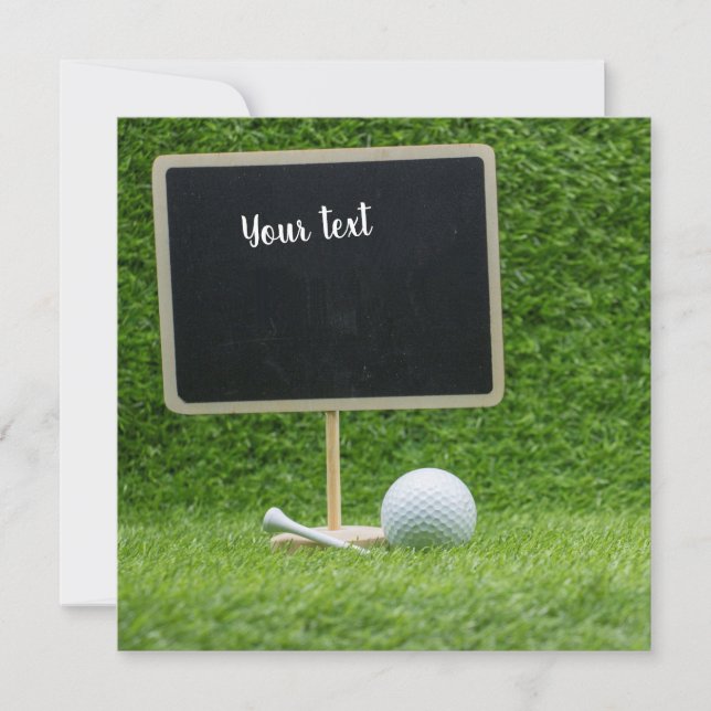Carte Boule de golf avec tableau blanc sur gazon vert (Devant)
