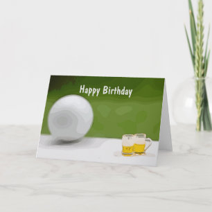 Carte Boule de golf avec verres de bière pour golfeur