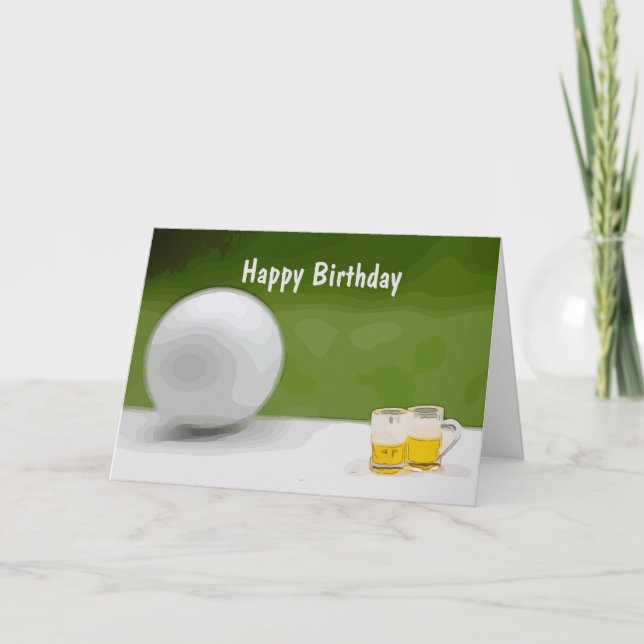 Carte Boule de golf avec verres de bière pour golfeur (Devant)